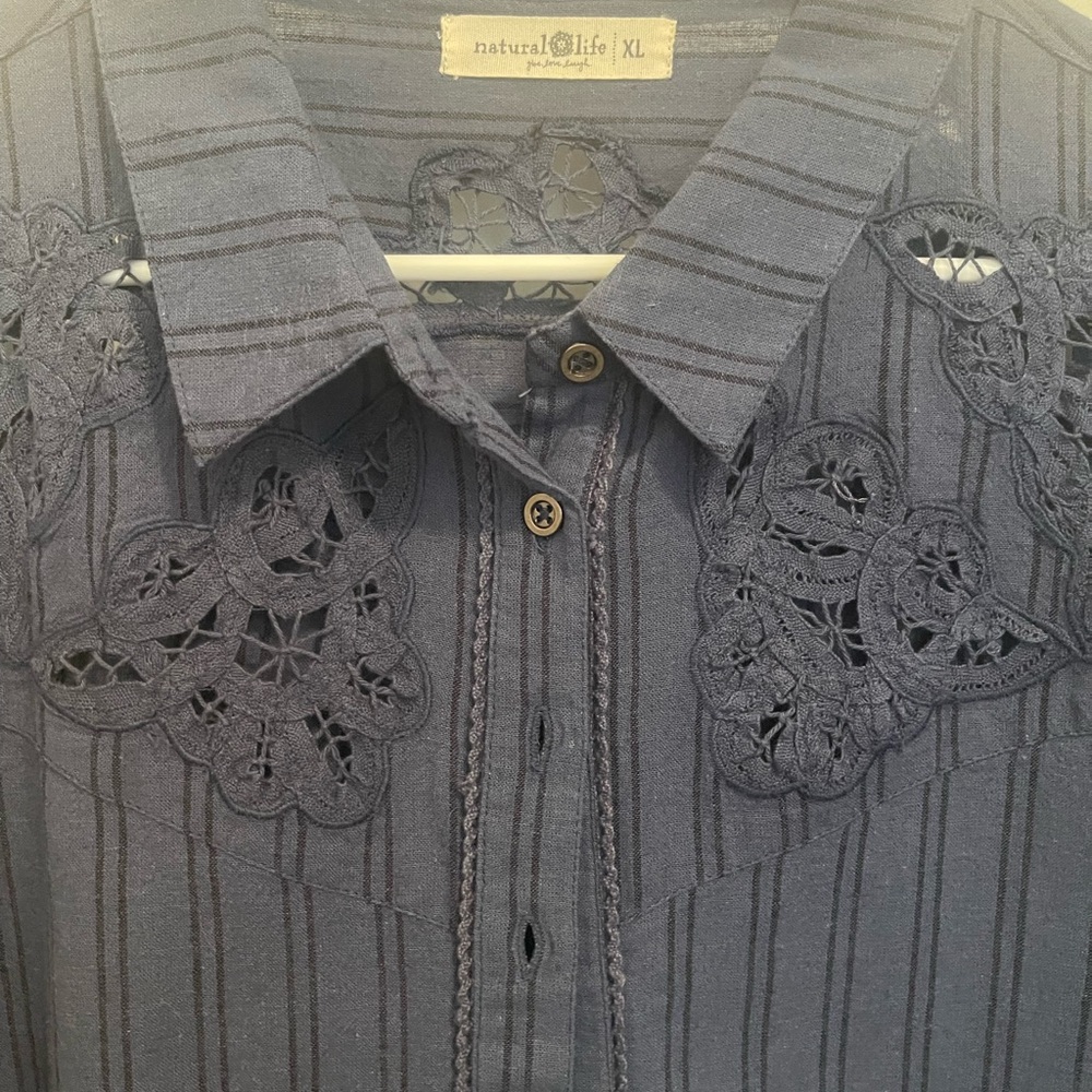 Natural Life Navy Striped Top